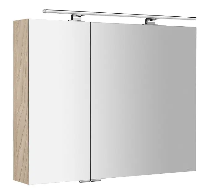 Sapho Mirró - Armario con espejo y iluminación LED, 90 x 70 x 16 cm, 2 puertas, olmo bardini MC090-0013