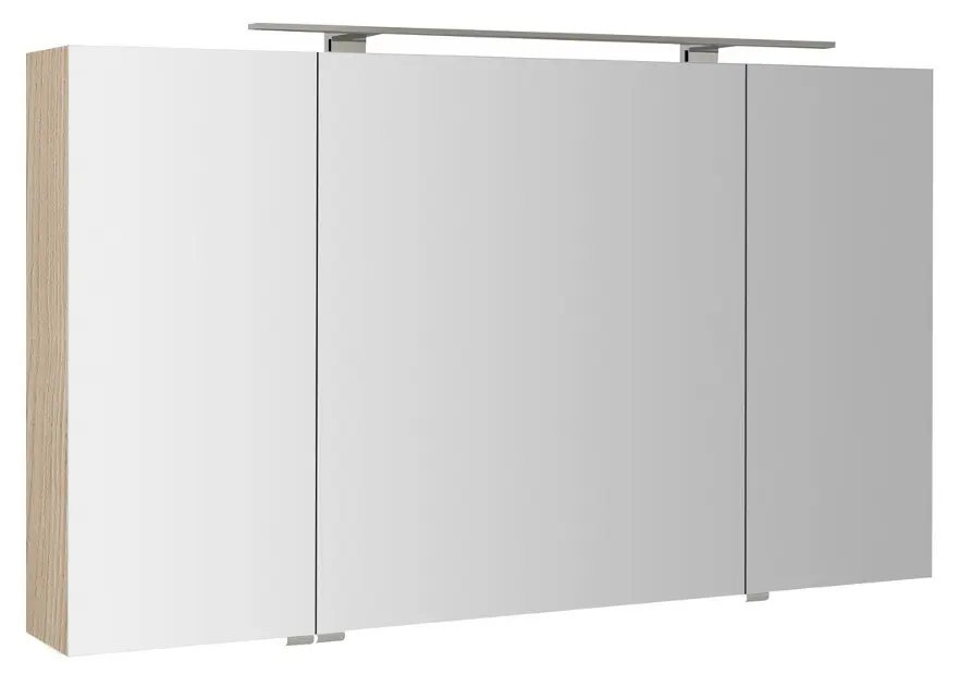 Sapho Mirró - Armario con espejo y iluminación LED, 120 x 70 x 16 cm, 3 puertas, olmo bardini MC121-0013