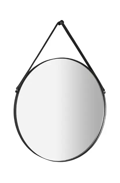 E-shop Sapho Orbiter - Zrkadlo so závesom, priemer 50 cm, matná čierna ORT050