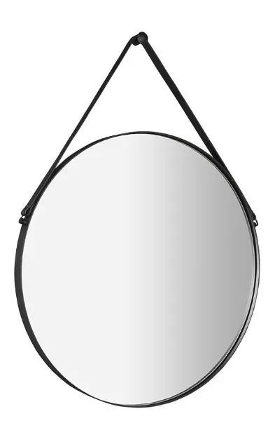 E-shop Sapho Orbiter - Zrkadlo so závesom, priemer 60 cm, matná čierna ORT060