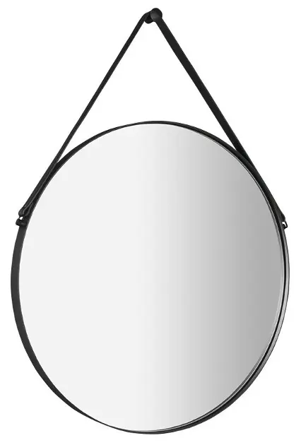 E-shop Sapho Orbiter - Zrkadlo so závesom, priemer 70 cm, matná čierna ORT070