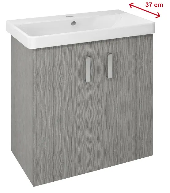 Sapho Theia - Ormarić za umivaonik 66x70x35 cm, 2 vrata, srebrni hrast TH072-1111