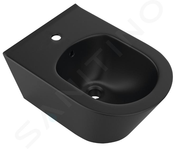 Sapho Avva - Bidet sospeso, con foro per miscelatore, nero opaco 100324-110