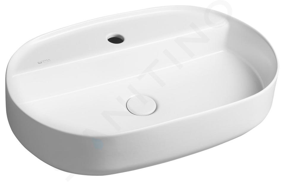 Sapho Isvea - Lavabo da appoggio, 60x40 cm, con foro per miscelatore, bianco opaco 10NF65060-2L