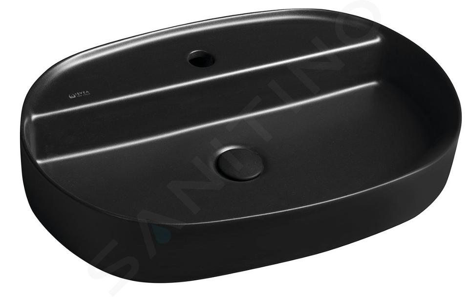 Sapho Isvea - Lavabo à poser 60x40 cm, trou pour robinet, noir mat 10NF65060-2N