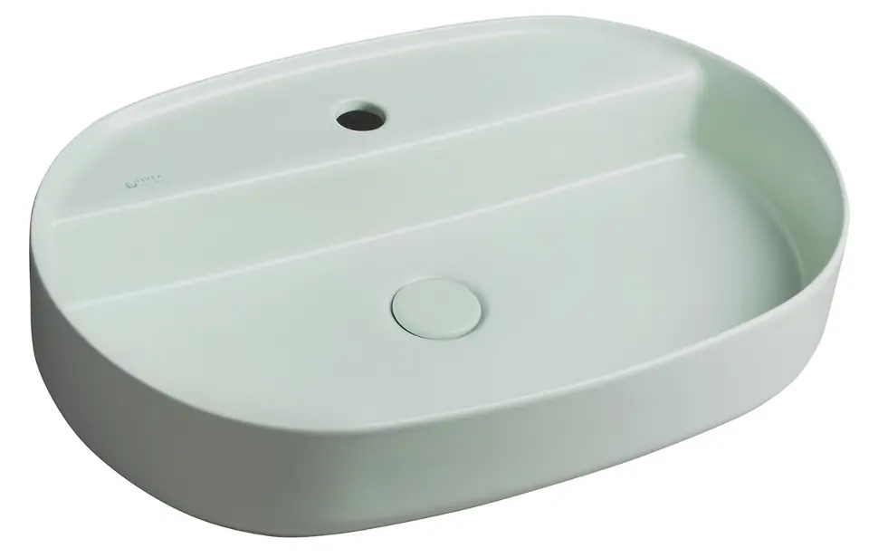 Sapho Isvea - Mosdókagyló 60x40 cm-es pultra, csaptelep lyukkal, menta zöld 10NF65060-2T