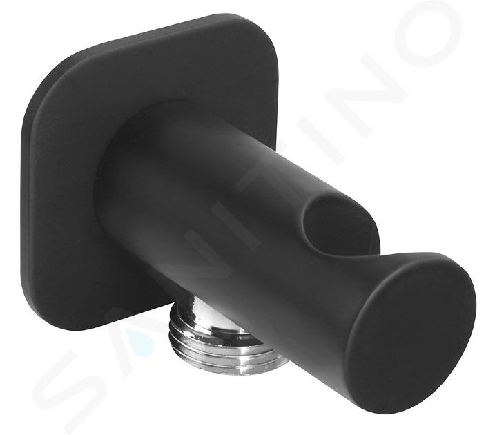 Sapho Docce - Presa d'acqua a muro con supporto doccia, nero opaco SG403NE