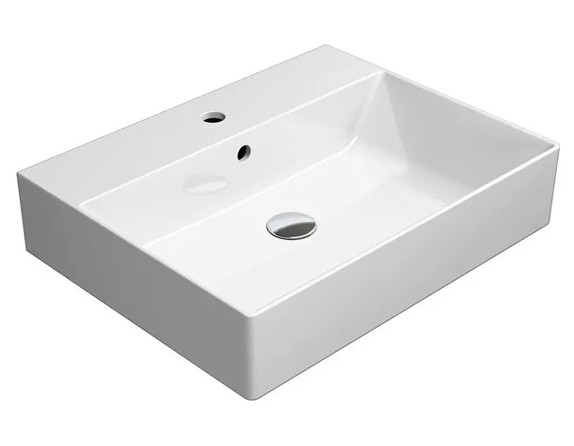 Sapho GSI Kube X - Umivaonik 60 x 47 cm, s prelijevanjem, otvorom za slavinu, ExtraGlaze, bijeli 94319111