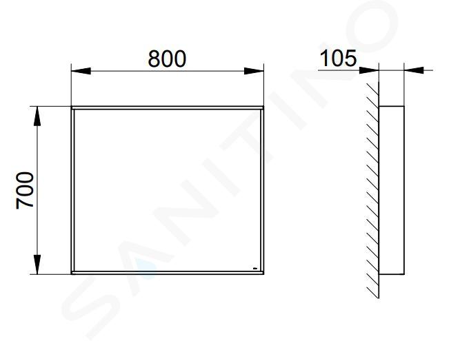 Keuco Plan - Espejo con marco, 100x70 cm, aluminio 07895173000