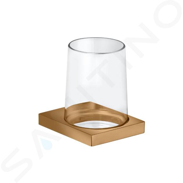 Keuco Edition 11 - Vaso para cepillos de dientes con soporte, cristal/bronce cepillado 11150039000