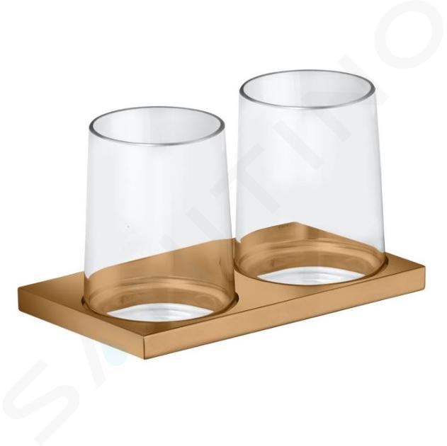 Keuco Edition 11 - Vaso para cepillos de dientes con soporte, cristal/bronce cepillado 11151039000