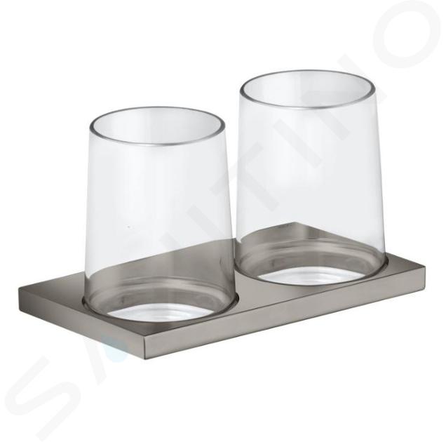 Keuco Edition 11 - Vaso para cepillos de dientes con soporte, cristal/níquel cepillado 11151059000