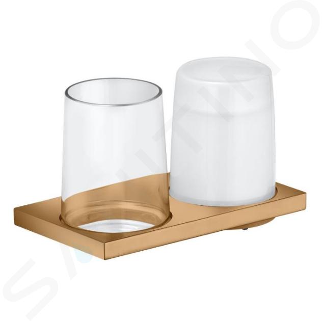 Keuco Edition 11 - Dispensador de jabón y vaso con soporte, cristal/bronce cepillado 11153039000