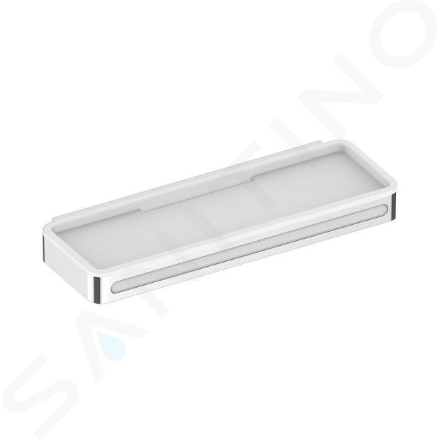 Keuco Plan - Estante, longitud 29 cm, con rasqueta de cristal, cromo/blanco 14959010051