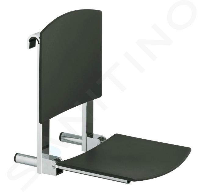 Keuco Plan Care - Asiento de ducha 31x36 cm, colgante, con respaldo, negro/cromo 34981010037