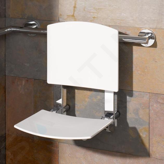 Keuco Plan Care - Siège de douche 31x36 cm, suspendu, avec dossier, blanc/chrome 34981010051