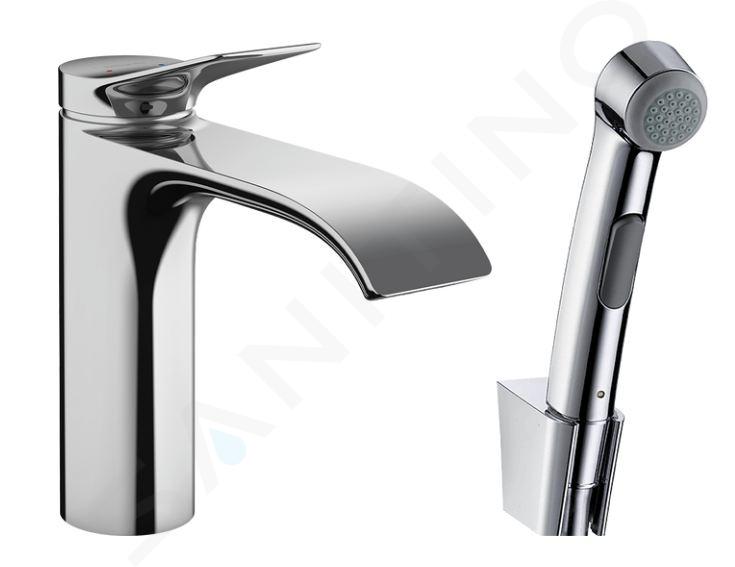 Hansgrohe Vivenis - Miscelatore da lavabo, con sistema di scarico Push-Open e doccetta bidet, EcoSmart, cromo 75210000
