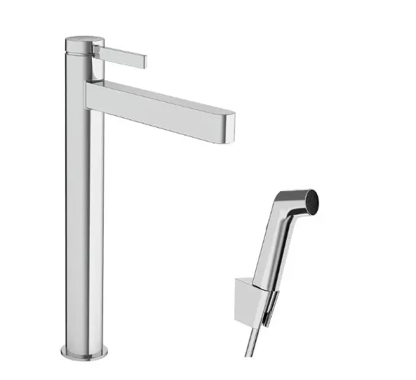 Levně Hansgrohe Finoris - Umyvadlová baterie s výpustí Push-Open a bidetovou sprškou, EcoSmart, chrom 76220000