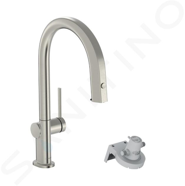 Hansgrohe Aqittura M91 - Dřezová baterie s výsuvnou koncovkou a filtrační hlavicí, vzhled nerezu 76803800