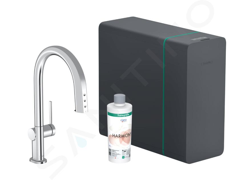 Hansgrohe Aqittura M91 - Grifo de fregadero con caño extraíble, SodaSystem, sBox, cromo 76836000