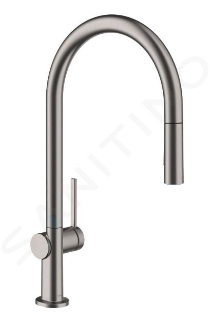 Hansgrohe M54 - Grifo de fregadero Talis con ducha extraíble, cromo negro cepillado 72800340