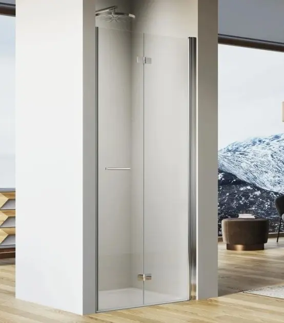 RONAL - Sprchové dvere skladacie 90 cm, pravé, aluchróm/číre sklo SOLF1D0905007