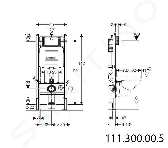 Geberit Duofix Sigma12 per wc sospesi cassetta di risciacquo ad incasso  pareti cartongesso