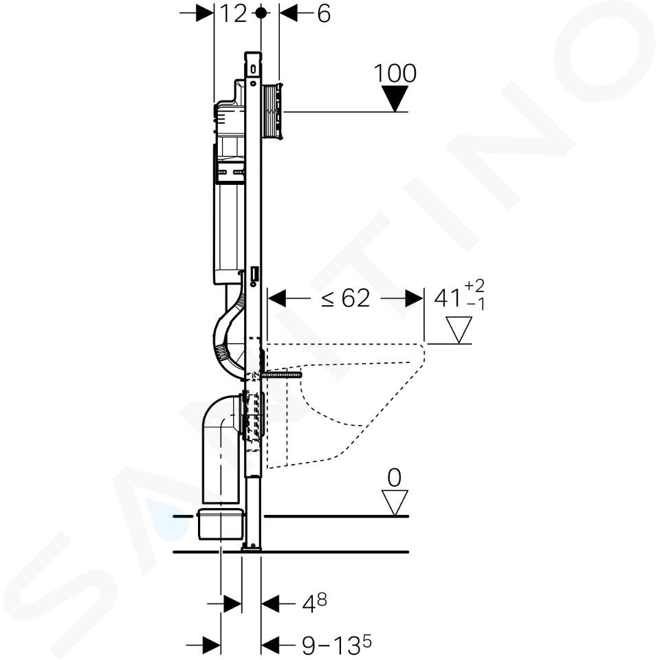 Bâti-support Geberit Duofix, avec réservoir à encastrer Sigma 12 cm, adapté  PMR, WC hauteur réglable - 111.396.00.5