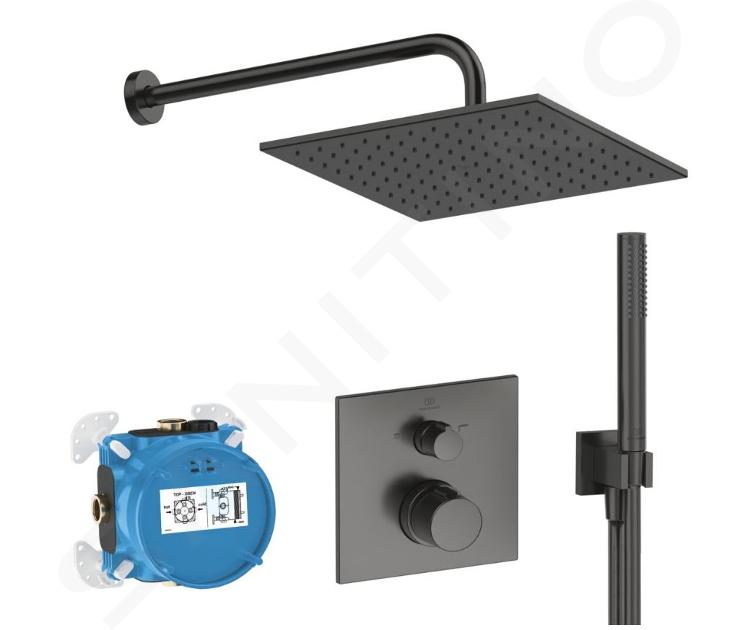 Ideal Standard CeraTherm - Douche set met inbouwthermostaat, met huis, diameter 30x30 cm, Magnetic Grey A7572A5