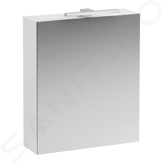 Laufen Base - Zrkadlová skrinka s LED osvetlením, 70x60x19 cm, 1 dvierka, pánty vľavo, matná biela H4027511102601