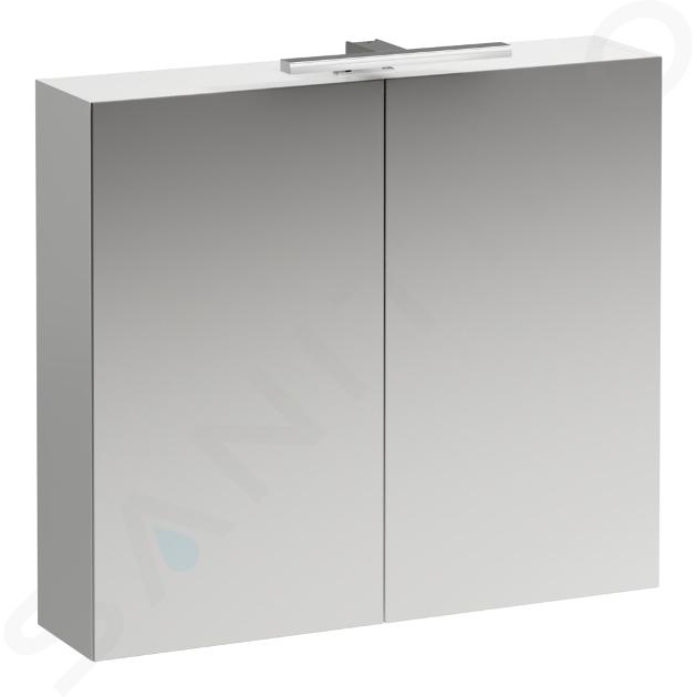 Laufen Base - Spiegelkast met LED-verlichting, 70x80x19 cm, 2 deuren, mat wit H4028021102601