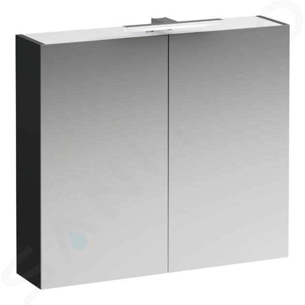 Laufen Base - Armario con espejo e iluminación LED, 70x80x19 cm, 2 puertas, gris H4028021102661