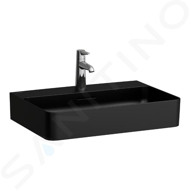 Laufen VAL - Lavabo 60x42 cm, con troppopieno e foro per rubinetto, nero opaco H8102837161041