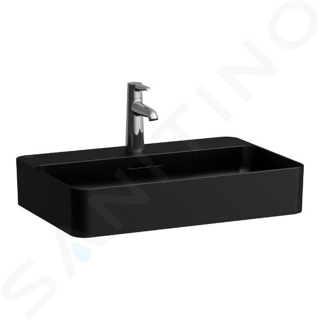 Laufen VAL - Lavabo 60x40 cm, con rebosadero, agujero para grifo, negro mate H8122857161041