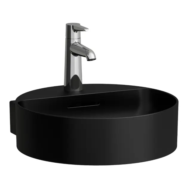 Laufen VAL - Lavabo 40x43 cm, con rebosadero, agujero para grifo, negro mate H8132817161041