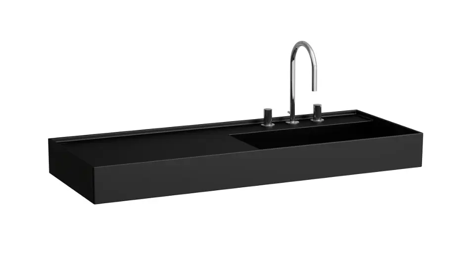 Laufen Kartell - Lavabo 120x46 cm, sans trop-plein, trou pour robinet, noir mat H8133337161111