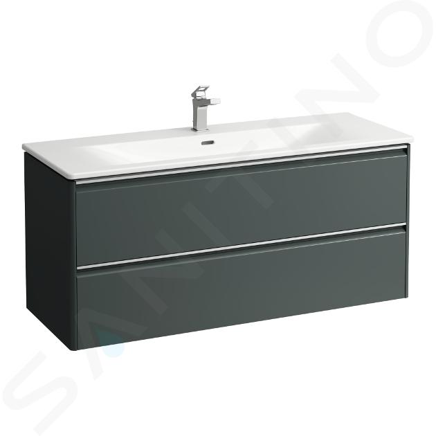 Laufen Base for Palace - Meuble avec lavabo, 53x118x44 cm, 2 tiroirs, gris H8607092661041