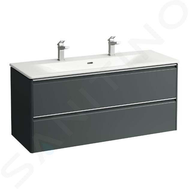 Laufen Base for Palace - Meuble avec lavabo, 53x118x44 cm, 2 tiroirs, gris H8607092661071