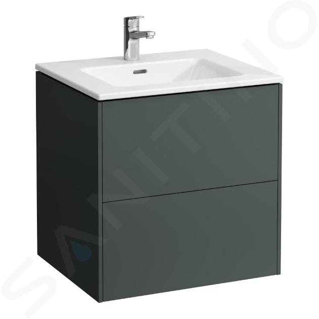 Laufen Base - Meuble avec lavabo, 59x60x49 cm, 2 tiroirs, gris H8649602661041