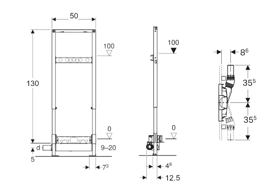 Easydrain Compact 50 Wall Zero douchegoot 70cm EDCOMWZ700-50