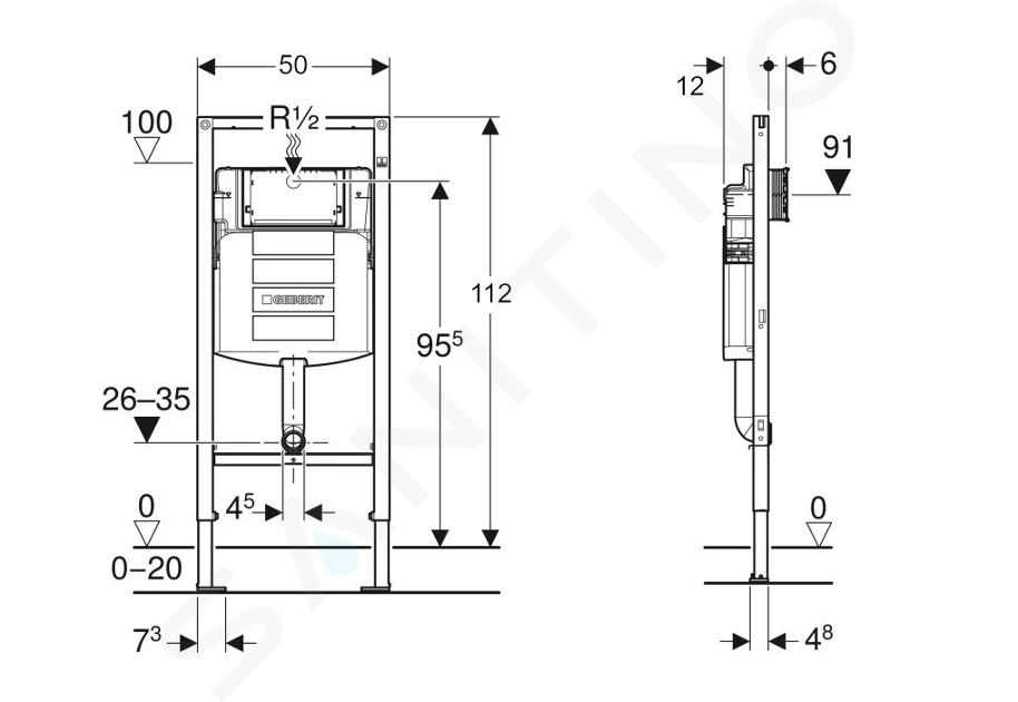 Geberit Duofix - Předstěnová instalace pro dětské stojící WC, výška 1,12 m 111.915.00.5