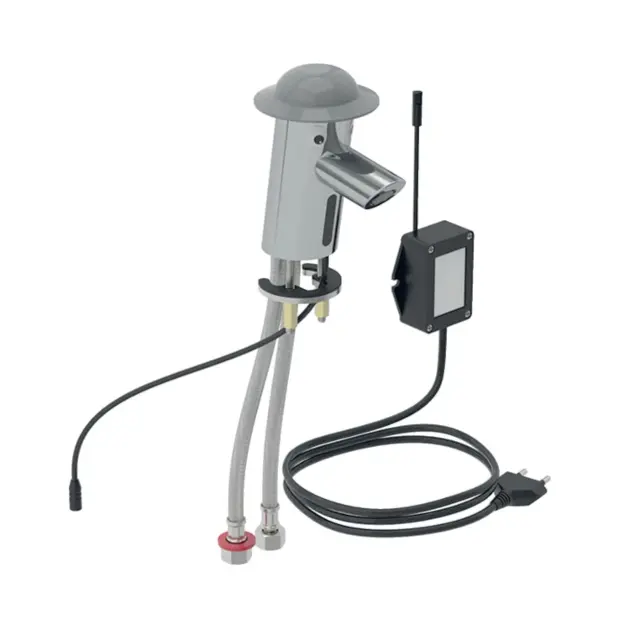 Geberit Bambini - Grifo automático de lavabo, para niños, alimentación de red, cromo brillante 116.209.21.1