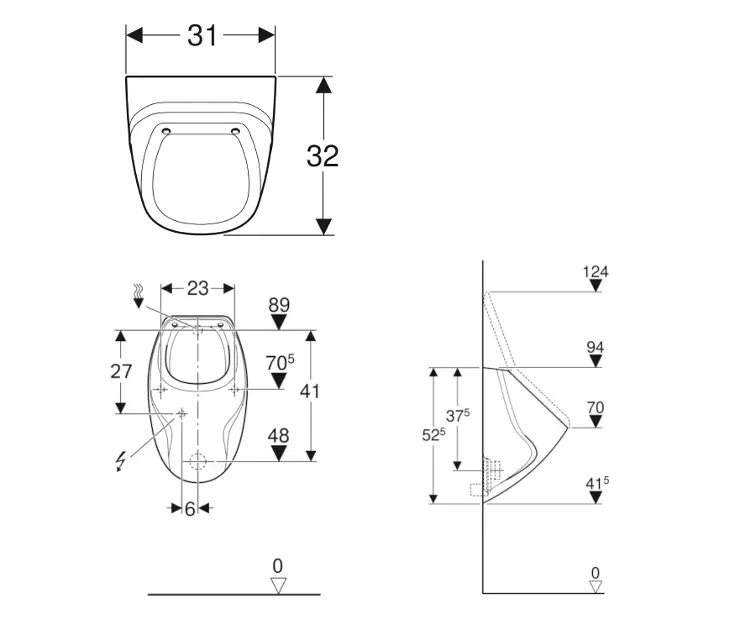 Geberit Pissoire Urinal, Anschluss hinten, weiß 239200000 Sanitino.at