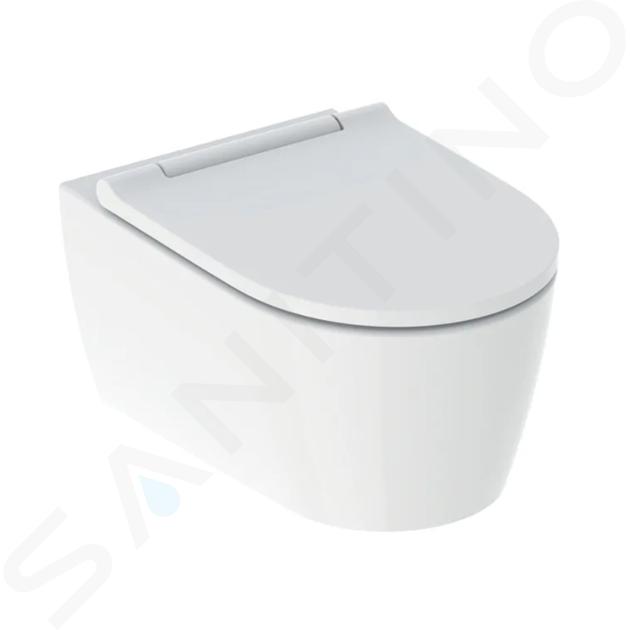 Geberit ONE - Wisząca miska WC z deską SoftClose, TurboFlush, biały matowy/chrom błyszczący 500.202.JT.1