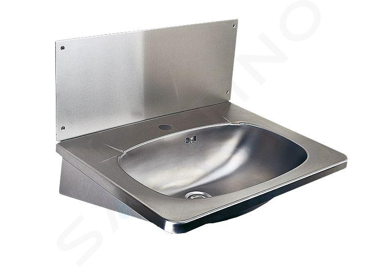 Sanela Lavabos de acero Inoxidable - Lavabo con rebosadero 595x445 mm, orificio para grifo, acero inoxidable SLUN 02