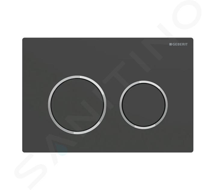 Geberit Omega20 - Plaque de déclenchement, noir mat / chrome brillant 115.085.14.1