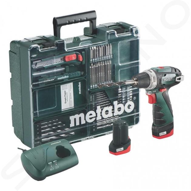 Metabo Unelte - Bormașină cu percuție pe acumulator cu accesorii de 12V, 2x acumulator de 2,0 Ah Li-Power, încărcător 600080880