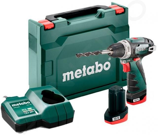 Metabo Unelte - Mașină de înșurubat și de găurit pe acumulator de 12V, 2x baterie 2 Ah, încărcător 600984500