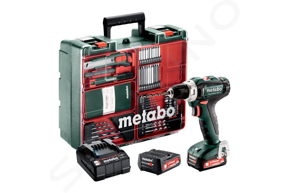 Metabo Outillage - Perceuse-visseuse sans fil 12 V avec accessoires, 2 batteries LiPower 2,0 Ah, chargeur 601036870