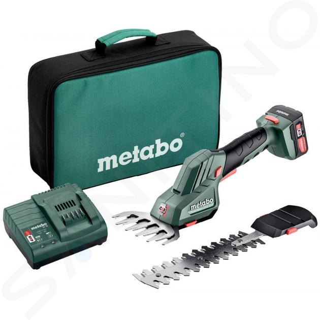 Metabo Kerti felszerelések - 12V akkumulátoros cserje és fűnyíró olló, 1x 2.0 Ah Li-Power akkumulátor, töltő 601608500